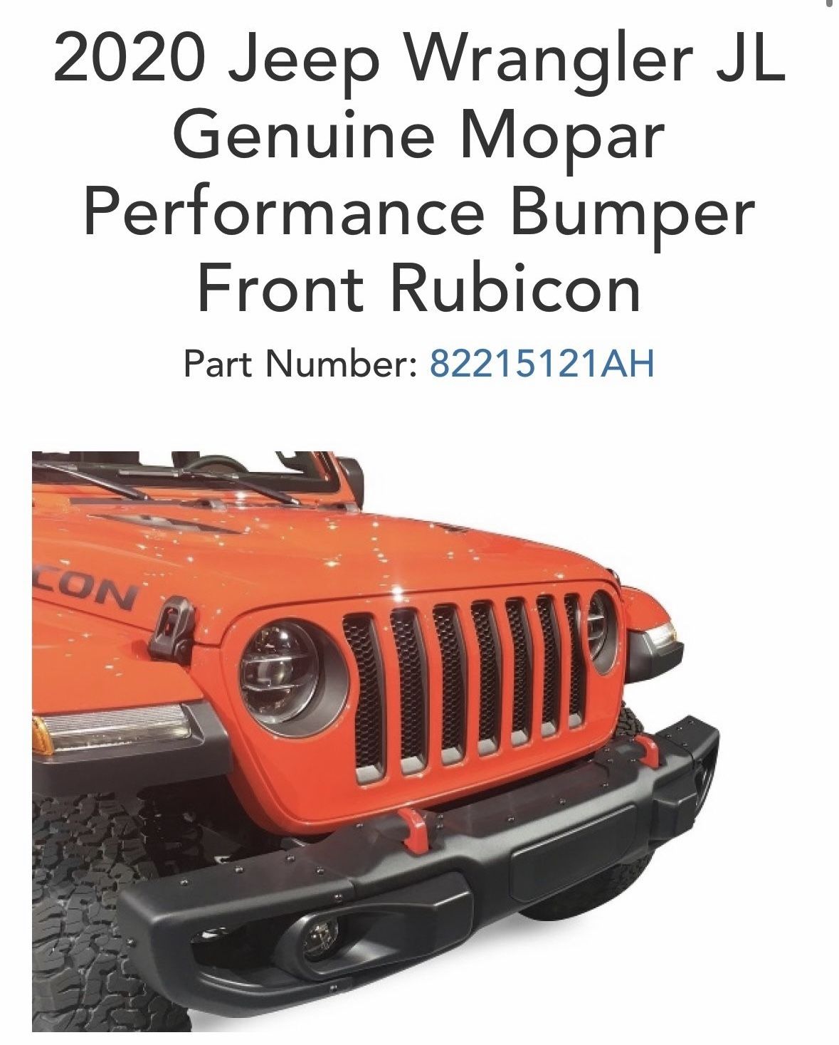 2020 Jeep Rubicon Steal Front Bumper. 