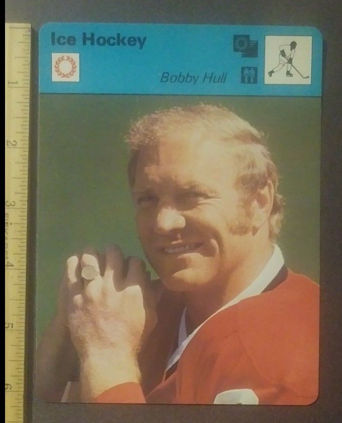 1977 Sportscaster Bobby Hull Winnipeg Jets Goals Galore NHL Ice Hockey Sport Photo Large Over-sized Card Collectible Vintage Italy