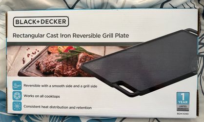 Black & Decker rectangular cast-iron reversible grill plate