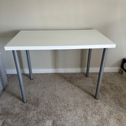 IKEA White Tabletop Desk With Silver Legs