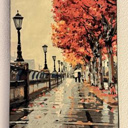 Europe Fall Romance Handmade Canvas Painting (12x16 inches)