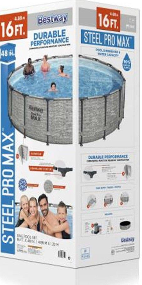 Brand New 16x48 Steel Pro Max Swimming Pool Wity Pump, Filter, Ladder, And Cover