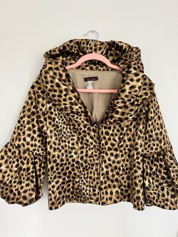 Vintage Silk Cheetah Puffy Sleeve Coat