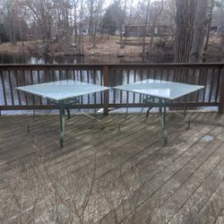 Two Square Glass Top Tables
