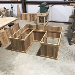 Custom U-shaped wooden planter box