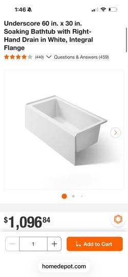 Brand New Kohler Bathtub - Right hand