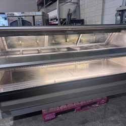 Custom Deli’s 7 Pan Well Warmer Display Case Hot Food with Shelf Merchandiser