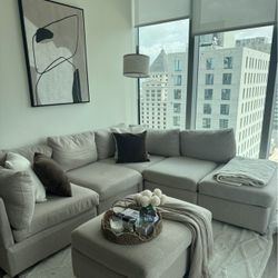 Modern U Shaped Convertible Sofa Couch,118'' Modular Sectional Sofa