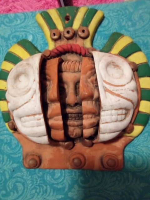 Mayan/Aztec Terracotta Mask/ Three Phases Of Man