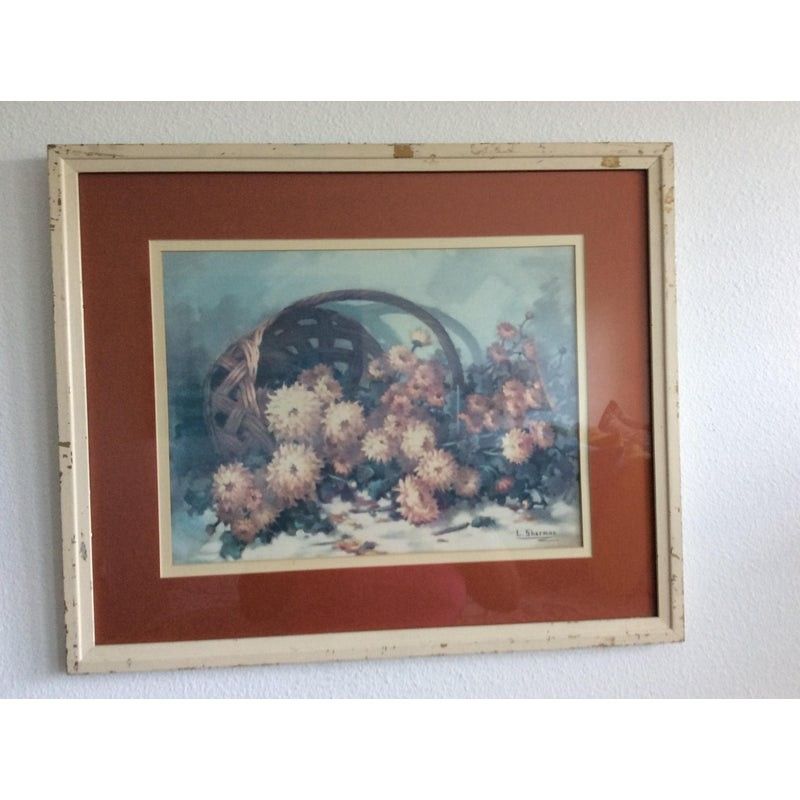 L. Sherman Painting of Basket of Flowers