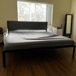 Black Metal Bed Frame W/ Headboard- King