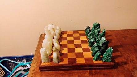 Vintage Hand Carved Stone Chess Set
