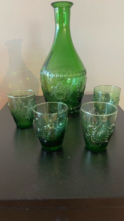 Green Glass Decanter Set
