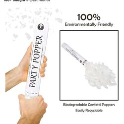 12” Biodegradable Confetti Canons In White. Only 3 Available!