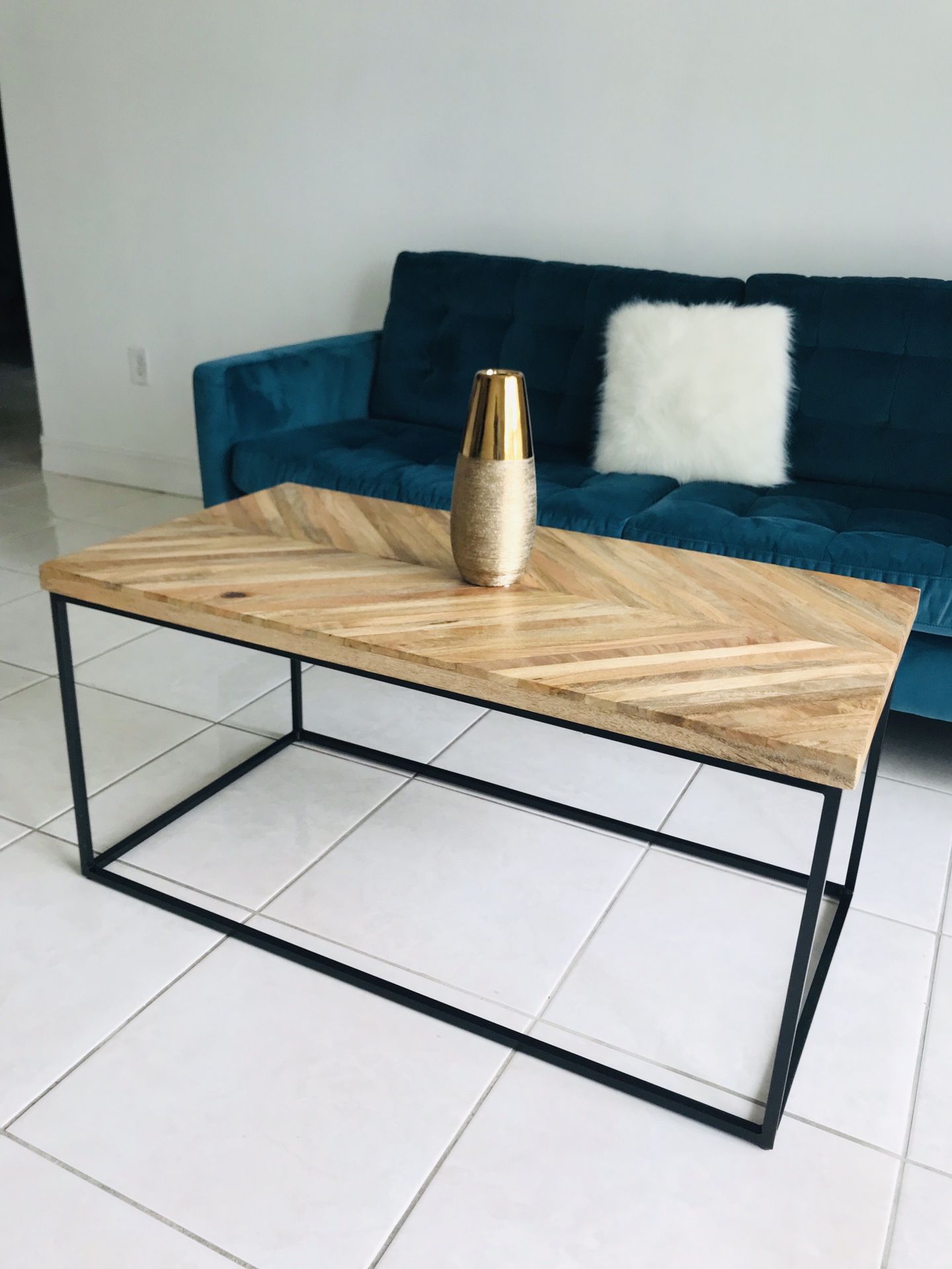 Wood And Metal Coffee Table