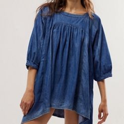 FREE PEOPLE Memories of You Chambray Top NWOT
