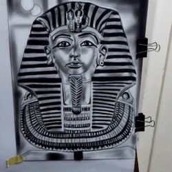 King Tut Charcoal Drawing (One Piece)