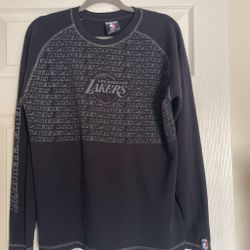 UNK LA Lakers Vintage Thermal Shirt Mens XL Black Waffle Knit Long Sleeve NBA Amuse Classics