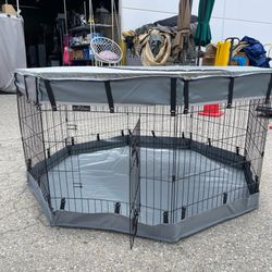 36 inch Tall Dog Playpen With Cover Dog Run, Dog Cage 8 Panels Fence with Door