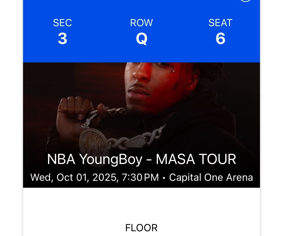 NBA Youngboy MASA Tour Floor Seat Ticket