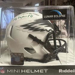 DeVonta Smith Signed Philadelphia Eagles Lunar Eclipse Speed Mini Helmet Beckett