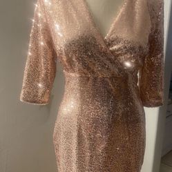 Sequence Rose Gold Long Sleeve Dress 