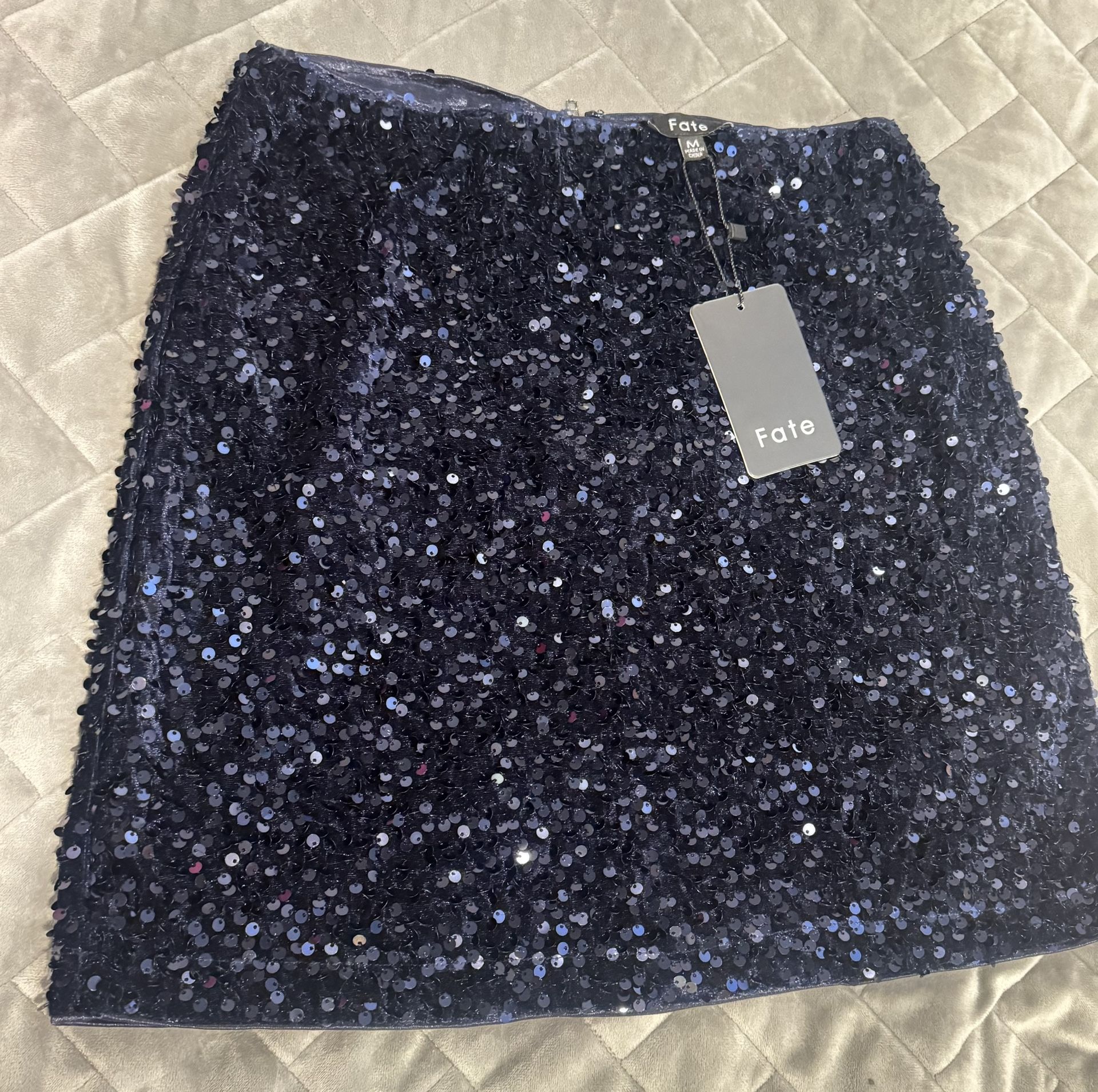 BRAND NEW Navy Blue Sequin Pencil Mini Skirt 