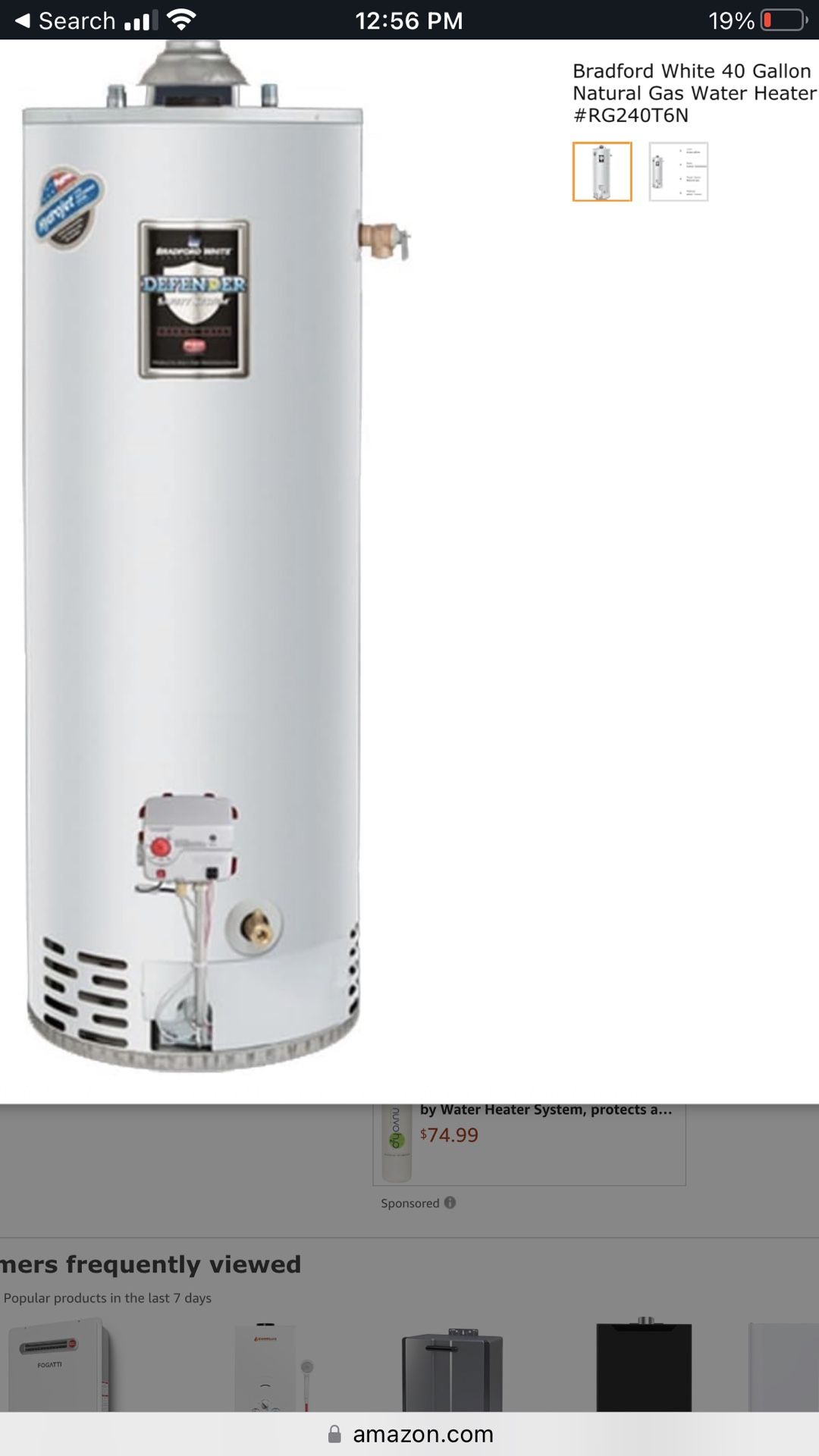 40 Gallon Hot Water Heater White Bradford