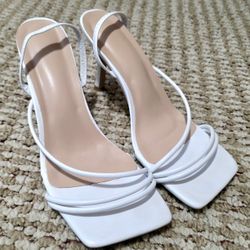 White Strappy Heels Size 40 (9–9.5)