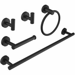 BWE 5-Piece Bath Hardware Set in Matte Black