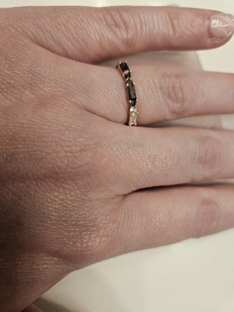 Solid 9k Yellow Gold Ombre Ring, Black to Gray
