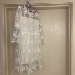 Girls White Dress Size S Small 4 5 6