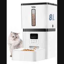 Automatic Cat Feeders - 8L/33 Cups Dog Food Dispenser with Lock Lid &Desiccant Bag - Programmable Timed Cat Feeder with 20s Voice Recorder - Portion C