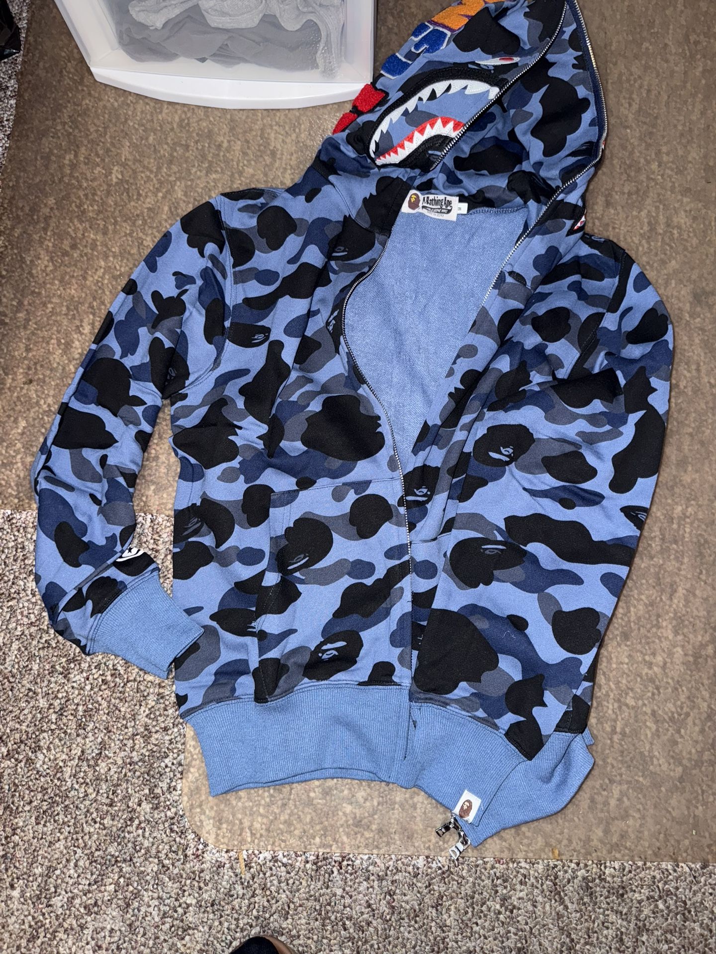Used Blue Bape Hoodie Size Medium