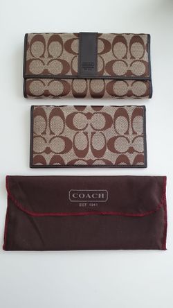 Authentic Coach Signature Checkbook Wallet Set