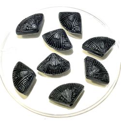 Lot Of Carved Black Cinnabar Beads