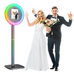 Photo Booth Machine,Portable Photo Booth Compatible Any Ipad,PhotoBooth Stand Shell with Cyratok Software,RGB Ring Light & Music Sync, Lightweight & R