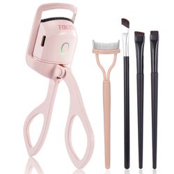 Heated Eyelash Curlers,Eyelash Curlers with Comb and Eyeliner Brushes, Heated Lash Curler 3 Heating Modes for Natural Curling (Pink)