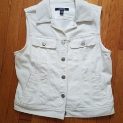 Chaps White Denim Vest Women's Small