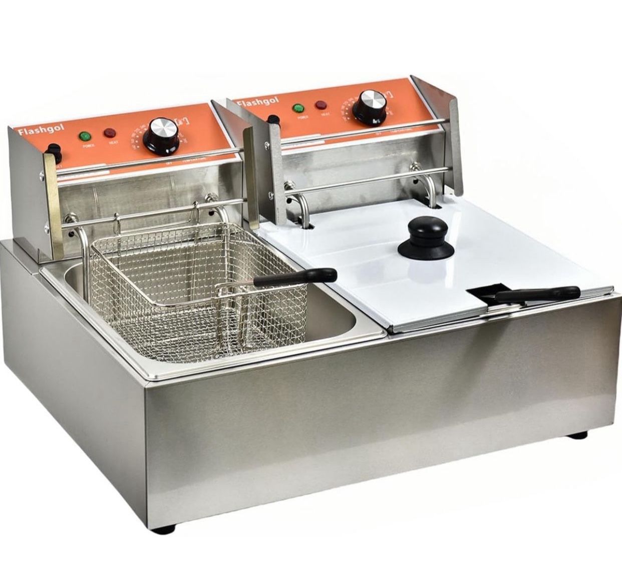 Commercial Deep Fryer with Basket 6-12L Capacity Adjustable Temperature and Timer Stainless Steel With lid Suitable for home/commercial/camping/outdoo