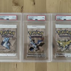 PSA Graded 1st Edition Fossil Pokémon Booster Packs (Lapras PSA 10 / Zapdos & Aerodactyl PSA 9)