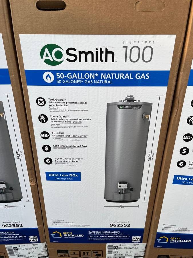 New 50 gal Gas Water Heater (installation included)