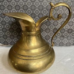 Vintage 6.5" Solid Brass Pitcher Enesco Import Made in India Orig Sticker