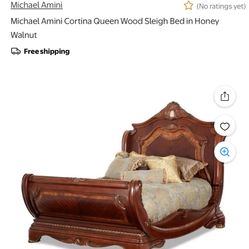 Michael Amini Designer Queen Sleigh Bed