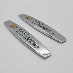 BRAND NEW UNIVERSAL 2PCS CADILLAC 3D METAL EMBLEM BADGE STICKER