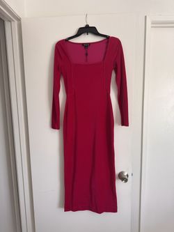 Pink Midi Long Sleeve Dress