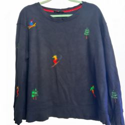 Skiers Embroidered Sweatshirt Sweater – Size L