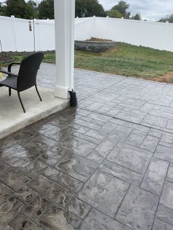 Stamped patio & Retaining wall