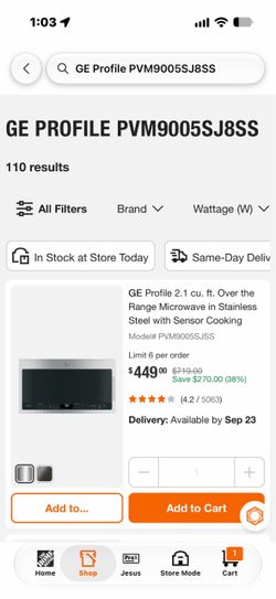 GE Profile PVM9005SJSS Over-the-Range Microwave