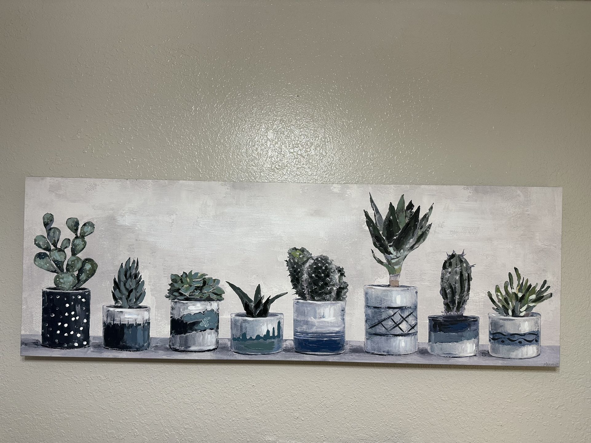 FREE Succulents in Blue Pots Canvas Wall Art 20" x 60"